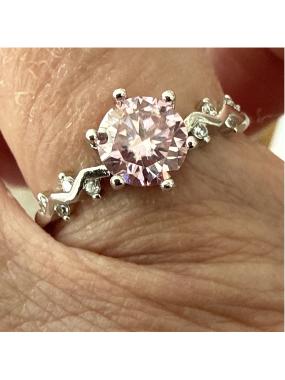Moissanite Sakura Pink Ring Plating, Engagement Ring For Women